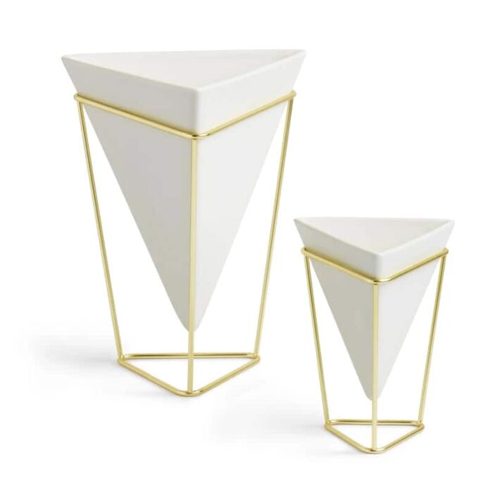 Umbra - Trigg Table Top Vessel Set - White/Brass